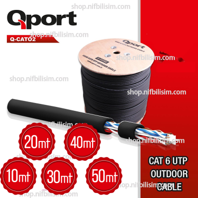 QPORT Q-cato2 UTP 23awg 0.58mm Dış Ortam CAT6 – Metre ile Satış