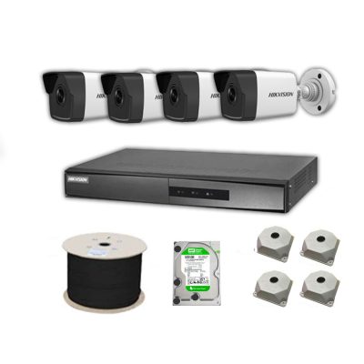 Hikvision 2 MP Mikrofonlu 4 Kameralı 500 GB Disk Tak Çalıştır Hazır IP Kamera Seti