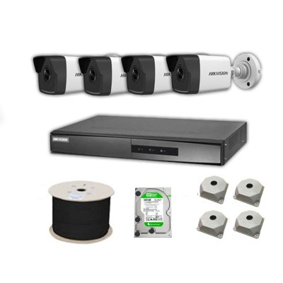 Hikvision 2 MP Mikrofonlu 4 Kameralı 1TB Disk Tak Çalıştır Hazır IP Kamera Seti