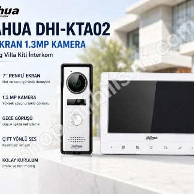 Dahua DHI-KTA02 7″inç Ekran 1.3mp Kamera Analog Villa Kiti İnterkom İç ve Dış Ünite