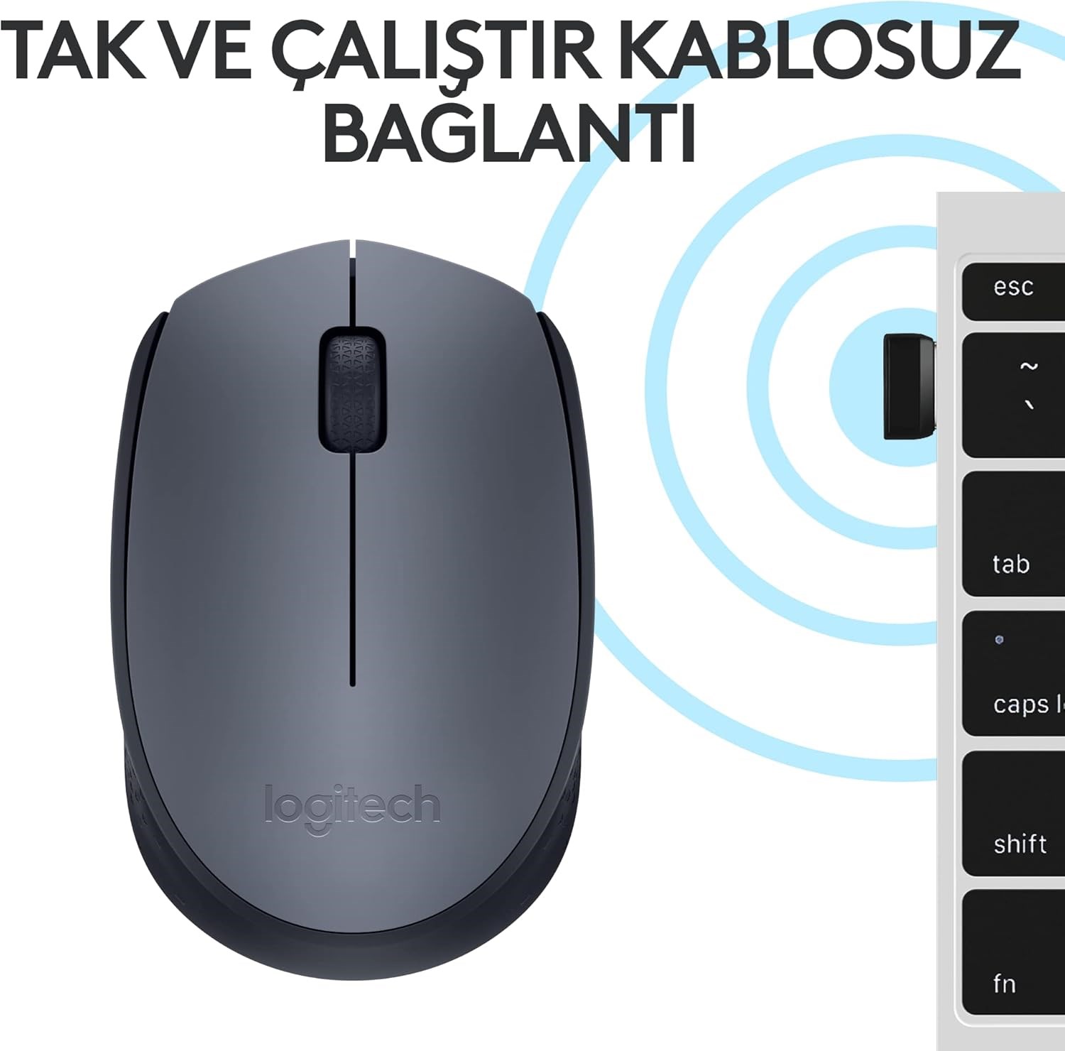 Logitech M170 Kablosuz Mouse Siyah USB 12 Ay Pil Ömrü - Görsel 4