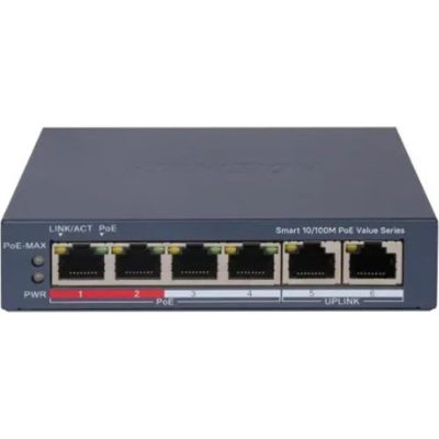 Hikvision DS-3E1106P-EI/M 4 Port Poe 2 Port Uplink Yönetilemez 45W Poe Switch