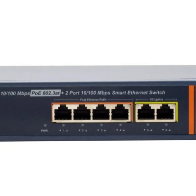 upTech SW104FFP-A 4 Port Poe 10/100M + 2 Port Uplink 10/100M 75W PoE Switch