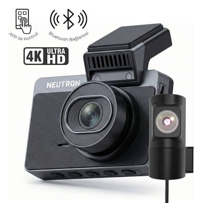 Neutron NTL-CC-02G-4K 4K Akıllı Araç Kamerası 4K Ön 2K Arka Kamera Wifi Kontrol G-Sensör Park Modu