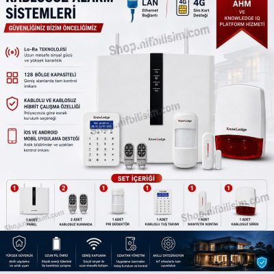 Nif Bilişim 4G Kablosuz Alarm Seti 4G İnternet Desteği 1 Yıl Ücretsiz AHM