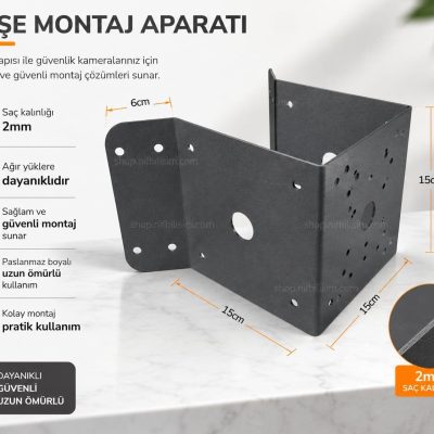 Nif Bilişim RB-135 Antrasit Duvar Köşe Kamera Montaj Ayağı Ptz Metal Korner Aparatı